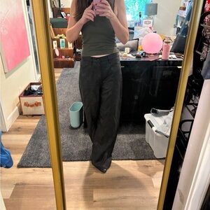 Banana Republic coated Wide-Leg Black Pants - High-Rise Silhouette